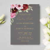 赤とピンクの花 Nuestra Boda 招待状