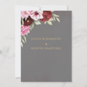 赤とピンクの花 Nuestra Boda 招待状 (裏面)