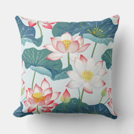 赤とピンクの蓮 クッション