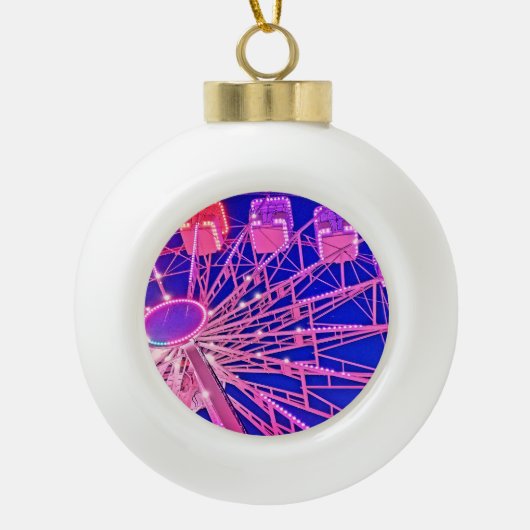 赤とピンクの観覧車 セラミックボールオーナメント (正面)