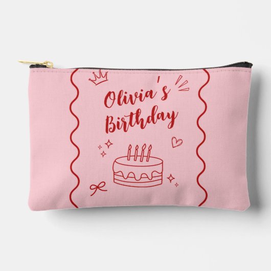 赤とピンクの誕生日 アクセサリーポーチ (正面)