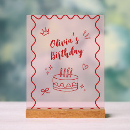 赤とピンクの誕生日 アクリルサイン