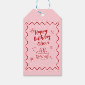 赤とピンクの誕生日 ギフトタグ (正面)