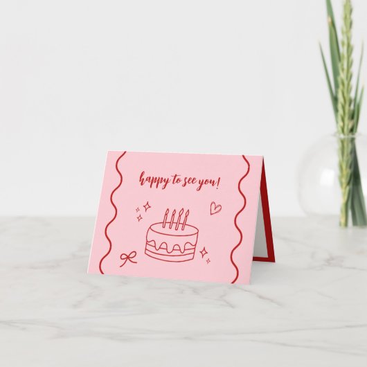 赤とピンクの誕生日 サンキューカード (正面)