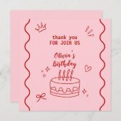 赤とピンクの誕生日 サンキューカード (正面/裏面)