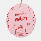 赤とピンクの誕生日 セラミックオーナメント (左)