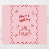 赤とピンクの誕生日 リキュールボトルラベル (シングルラベル)