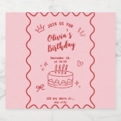 赤とピンクの誕生日 リキュールボトルラベル (シングルラベル)