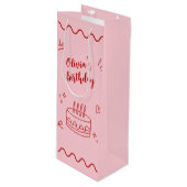 赤とピンクの誕生日 ワインギフトバッグ (正面アングル)