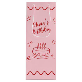 赤とピンクの誕生日 ワインギフトバッグ