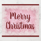 赤とピンクの霜メリークリスマス スパークリングワインラベル (シングルラベル)