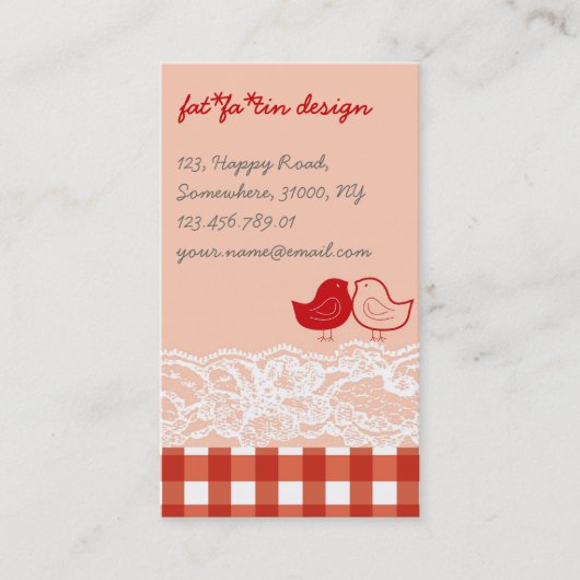 赤とピンクの鳥のスクラップブックレースプロファイルカード 名刺 (正面)
