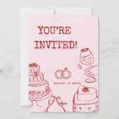 赤とピンクをテーマにした結婚前お披露目パーティーの招待状 シーズンカード (裏面)