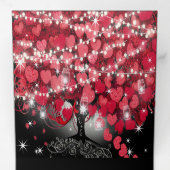 赤とピンクエレガントのハートリーフ結婚すべて 三つ折り招待状 (内部最初)