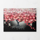 赤とピンクエレガントのハートリーフ結婚すべて 三つ折り招待状 (カバー)