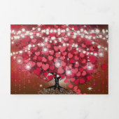 赤とピンクエレガントのハートリーフ結婚すべて 三つ折り招待状 (カバー)