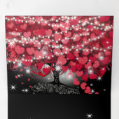 赤とピンクエレガントのハートリーフ結婚すべて 三つ折り招待状 (内部最初)