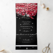 赤とピンクエレガントのハートリーフ結婚すべて 三つ折り招待状 (内部)