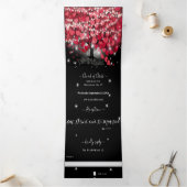 赤とピンクエレガントのハートリーフ結婚すべて 三つ折り招待状 (内部)