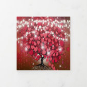 赤とピンクエレガントのハートリーフ結婚すべて 三つ折り招待状 (カバー)