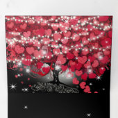 赤とピンクエレガントのハートリーフ結婚すべて 三つ折り招待状 (内部最初)