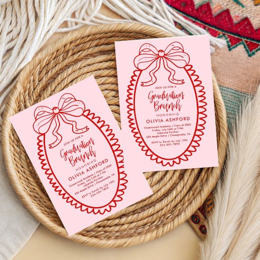 赤とピンクエレガントのブランチ 招待状