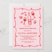 赤とピンクエレガントのブランチ 招待状 (正面)