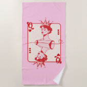 赤とピンクハートの女王 ビーチタオル (正面)