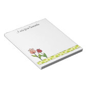 赤とピンクパーソナライズされたのチューリップ5.5 x 6 ノートパッド (アングル)