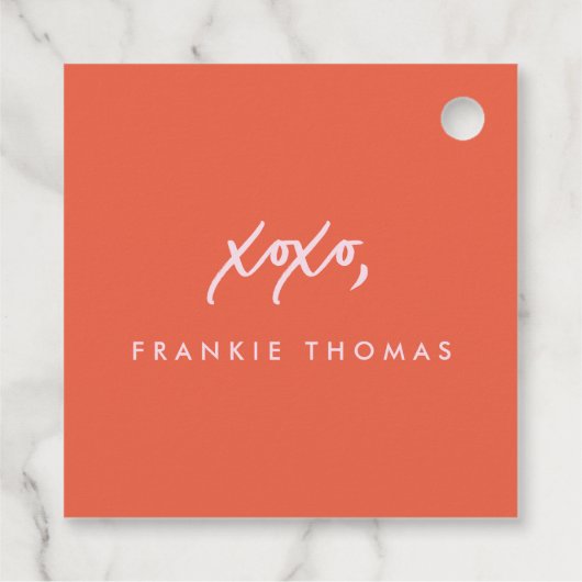 赤とピンクヘイかわいこちゃんXOXOバレンタインギフトラベル フェイバータグ (裏面)