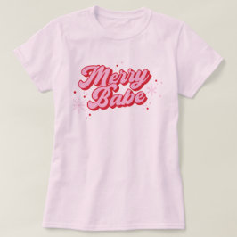 赤とピンクメリーの赤引用文と雪片 Tシャツ