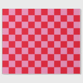 赤とピンク市松模様に色 ラッピングペーパー (フラット)