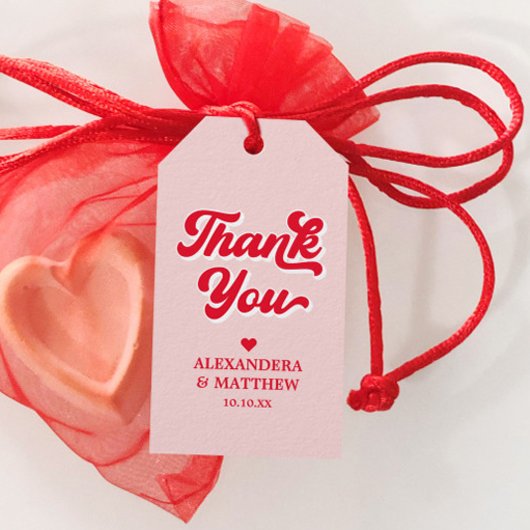 赤とピンク結婚のテーマ ギフトタグ
