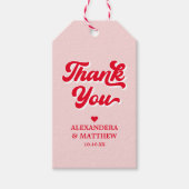 赤とピンク結婚のテーマ ギフトタグ (正面)