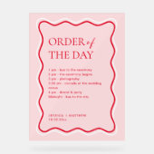 赤とピンク結婚の波型の日の順序 アクリルサイン (正面)