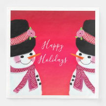 赤とピンク雪だるま