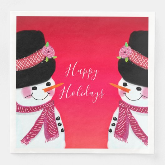 赤とピンク雪だるま (正面)