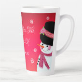 赤とピンク雪だるま カフェラテマグ (右)