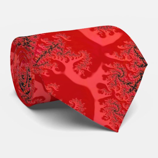 赤とファンシー黒のフィリグリーのフラクタル抽象芸術 ネクタイ (ロール)
