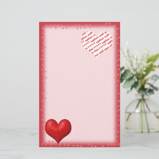 赤とフォトフレームのハート 便箋 (スタンド正面)
