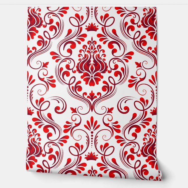 赤とブルゴーニュのダマスクフローラの皮と棒 壁紙 (ほどく)