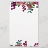 赤とブルゴーニュの水彩フローラ パーソナライズされた 便箋 (裏面)