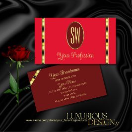 赤とブルゴーニュモダンーとモノグラムプロフェッショナル 名刺