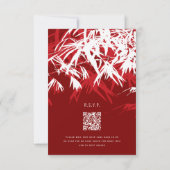 赤とブルゴーニュ竹の葉ウェディングRSVP 出欠カード (裏面)