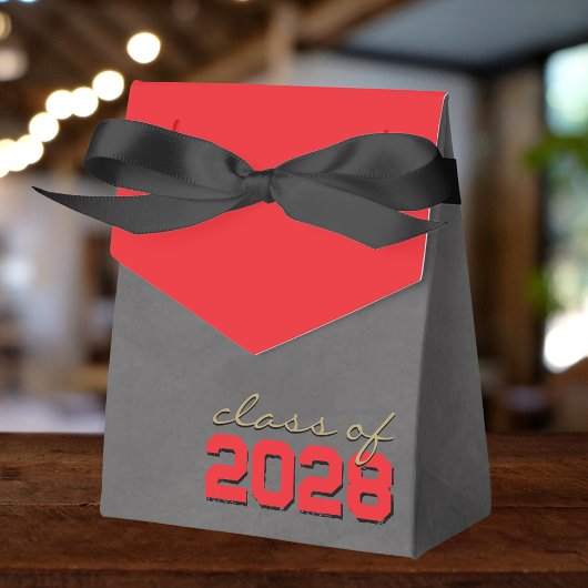 赤とブロンズの金ゴールドシャルボード卒業ギフトボックス フェイバーボックス