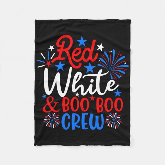 赤とブーのクルーおもしろい7月ナース4日 フリースブランケット (正面)