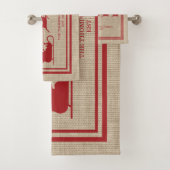 赤とベージュのサンタそりのクリスマスと家族の名前 バスタオルセット (インサイチュ)