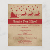 赤とベージュのサンタそり – Santa For Hire Flyer チラシ (正面)