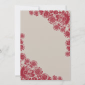 赤とベージュのダイシーのウェディング招待状 招待状 (裏面)