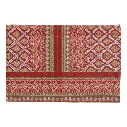 赤とベージュのデザイン 枕カバー (裏面)